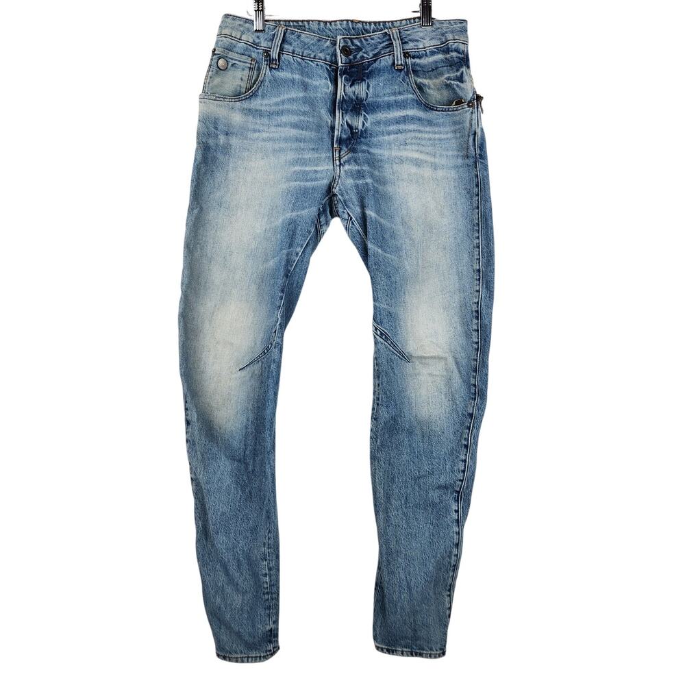 VTG G-Star RAW Mens Arc Zip 3D Slim Jeans 30x30 Light Blue Denim Button Fly GUC